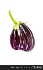 Eggplant purple with green stem isolated on white background