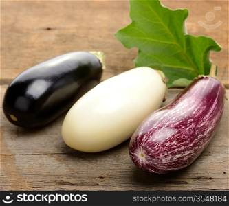 Eggplants Assortment On Wooden Background