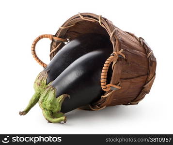 Eggplants in a basket isolated on white