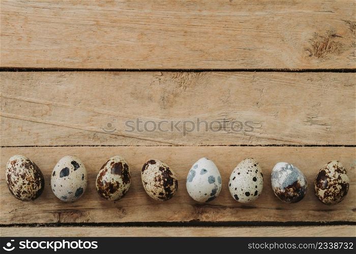 Eggs easter on wooden table and background with copy space