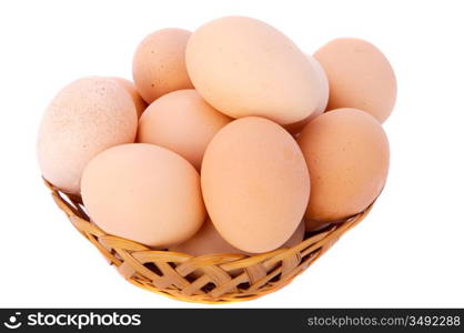 eggs in a basket a over white background
