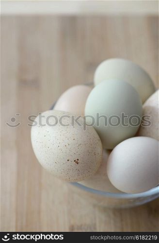 Eggs in different colors and sizes