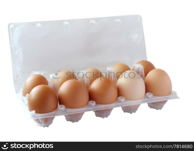 eggs in packing on the white background. (isolated)
