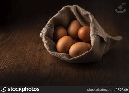 eggs in sack bag, chicken eggs