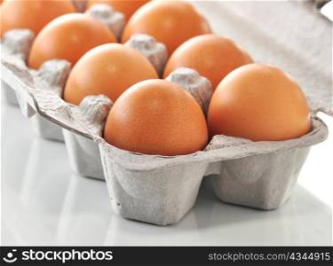 eggs in the box , close up