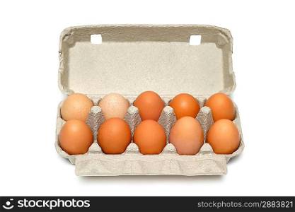 Eggs in the box isolated