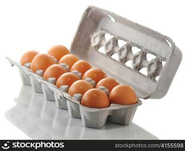 eggs in the box on white background