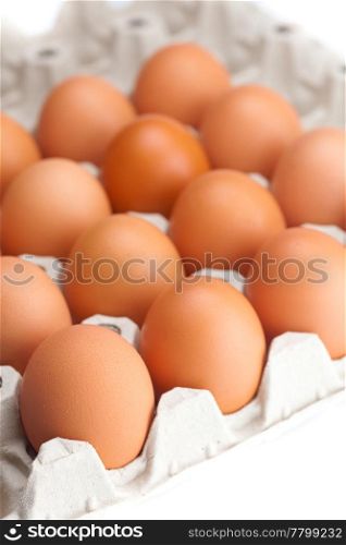 eggs in the package isolated on a white