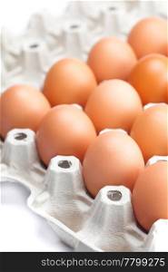 eggs in the package isolated on a white