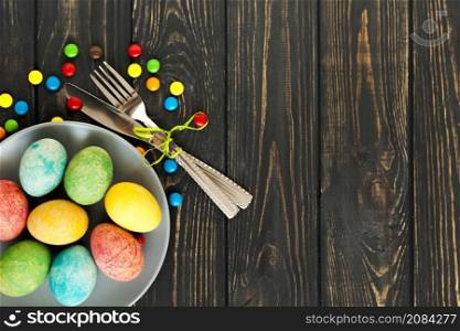 eggs near cutlery sweets