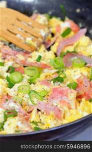 Eggs Omelet with Ham and Vegetables