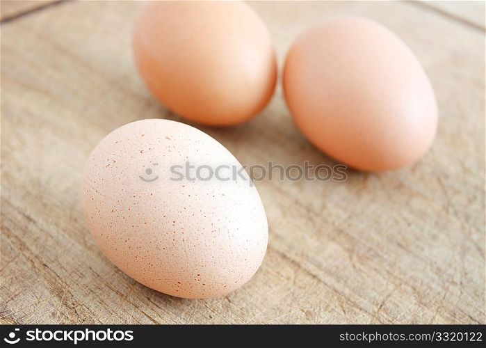 Eggs on a wooden surface
