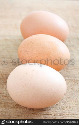 Eggs on a wooden surface