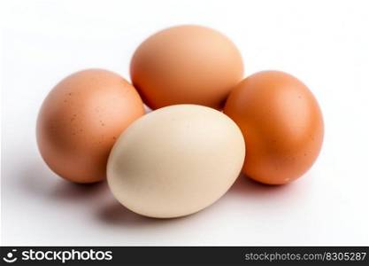 Eggs on White Background. Generative AI. High quality illustration. Eggs on White Background. Generative AI