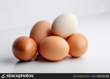 Eggs on White Background. Generative AI. High quality illustration. Eggs on White Background. Generative AI