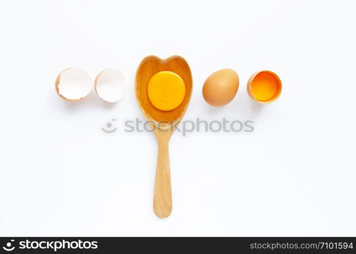 Eggs on white background. Top view