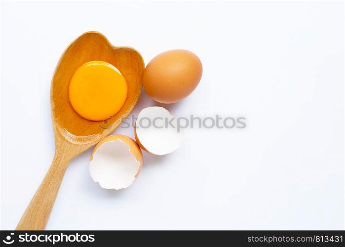 Eggs on white background. Top view