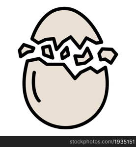 Eggshell crack icon. Outline eggshell crack vector icon color flat isolated. Eggshell crack icon color outline vector