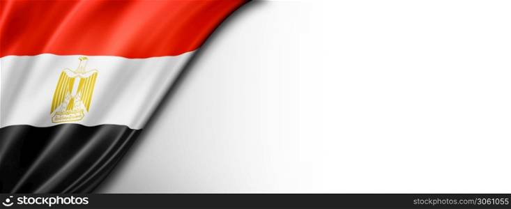 Egypt flag isolated on white. Horizontal panoramic banner.. Egyptian flag isolated on white banner