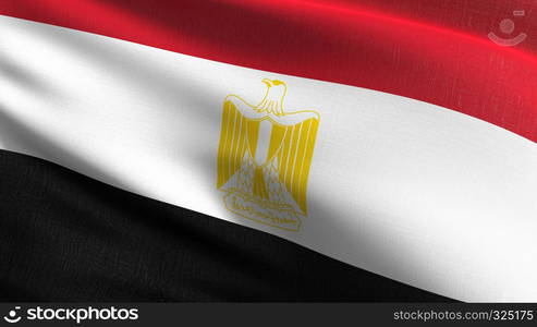 Egypt national flag blowing in the wind isolated. Official patriotic abstract design. 3D rendering illustration of waving sign symbol.