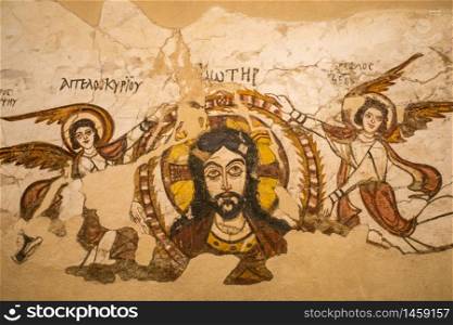 Egyptian Christian art in church wall in egypt, middle east, africa