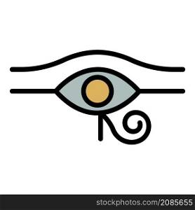 Egyptian eye icon. Outline egyptian eye vector icon color flat isolated. Egyptian eye icon color outline vector