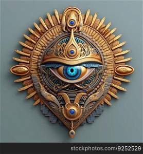 egyptian eye realistic 3d, in the style of sculptural aesthetics, fantasy illustration by generative AI
