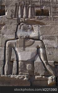 Egyptian pharaoh on the wall of temple Kom Ombo in Egypt
