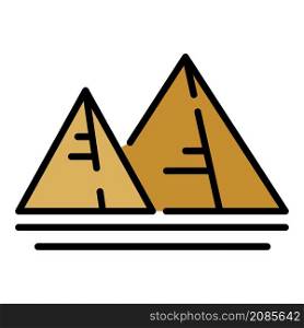 Egyptian pyramids icon. Outline egyptian pyramids vector icon color flat isolated. Egyptian pyramids icon color outline vector
