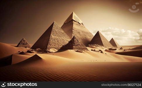 Egyptian pyramids of pharaoh. Generative AI. High quality illustration. Egyptian pyramids of pharaoh. Generative AI