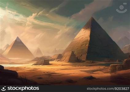 Egyptian pyramids temple. Old stone tourism. Generate Ai. Egyptian pyramids temple. Generate Ai