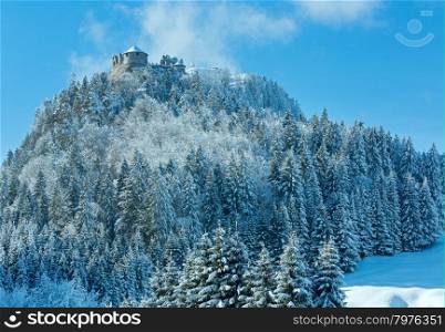 Ehrenberg Castle winter view (Austria, Reutte, Bavaria). Built in the 13th century.