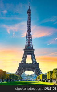 Eiffel Tower and Champs de Mars in Paris. Champs de Mars