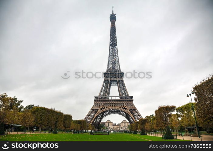 Eiffel tower in Paris, France in the morning