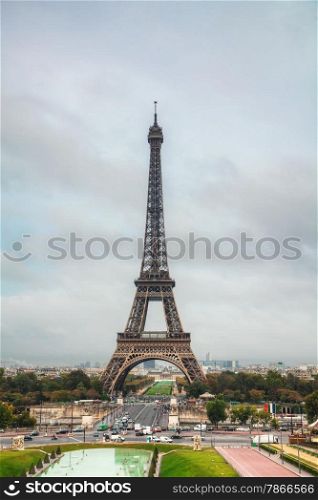 Eiffel tower in Paris, France in the morning