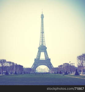 Eiffel Tower in Paris, France. Retro style image