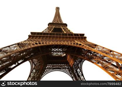 Eiffel tower isolated over the white background, Paris, France.