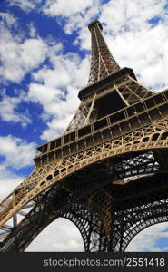 Eiffel tower on blue sky background. Paris, France.