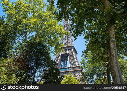 Eiffel tower on bright summer day