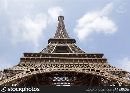 Eiffel tower seen from below Paris France