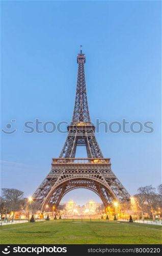 Eiffel Tower Sunrise twilight, Paris France