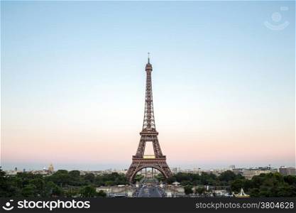 Eiffel Tower with blue sky, Paris France
