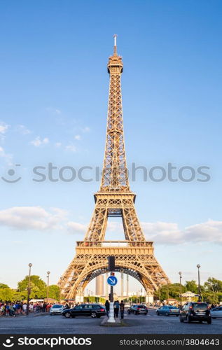 Eiffel Tower with blue sky, Paris France