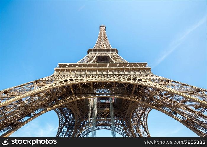 Eiffel Tower with blue sky, Paris France