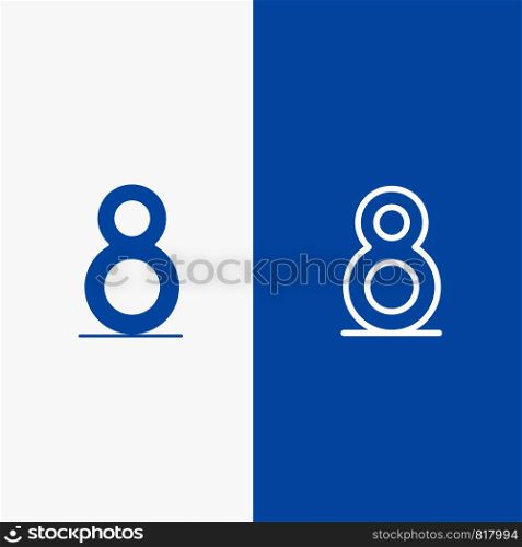 Eight, 8th, 8, Line and Glyph Solid icon Blue banner
