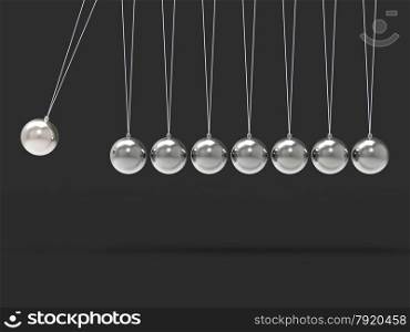 Eight Silver Newtons Cradle Showing Blank Spheres Copyspace For 8 Letter Word