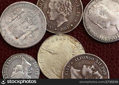 eighteenth and nineteenth century spain old coins Alfonso XIII Carlos III Isabel II Amadeo I