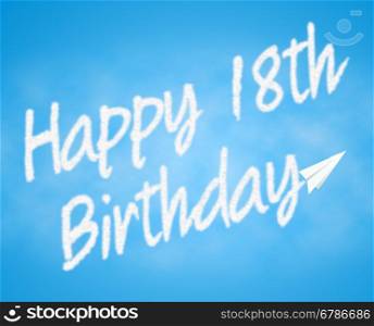 Eighteenth Birthday Cloud Words Means 18th Celebration And Congratulations