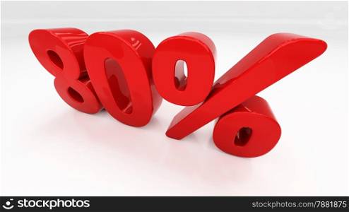 Eighty percent off. Discount 80. &#xA;Percentage. 3D illustration