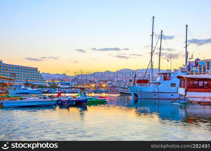 Eilat at sundown, Israel